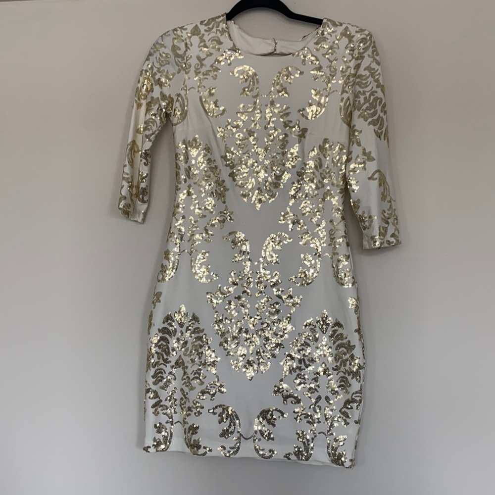 MIDI dress with gold sequence detail